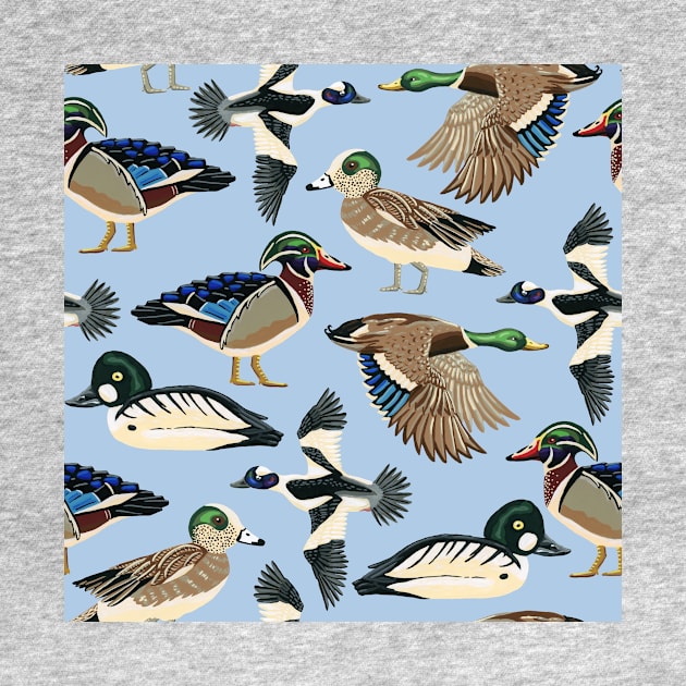 American Duck Species Pattern in Blue by paintedpansy